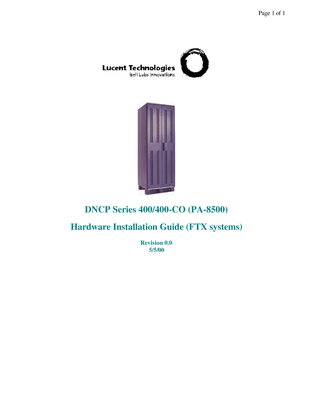 Lucent Technologies PA-8500 manual Revision 0.0 5/5/00 