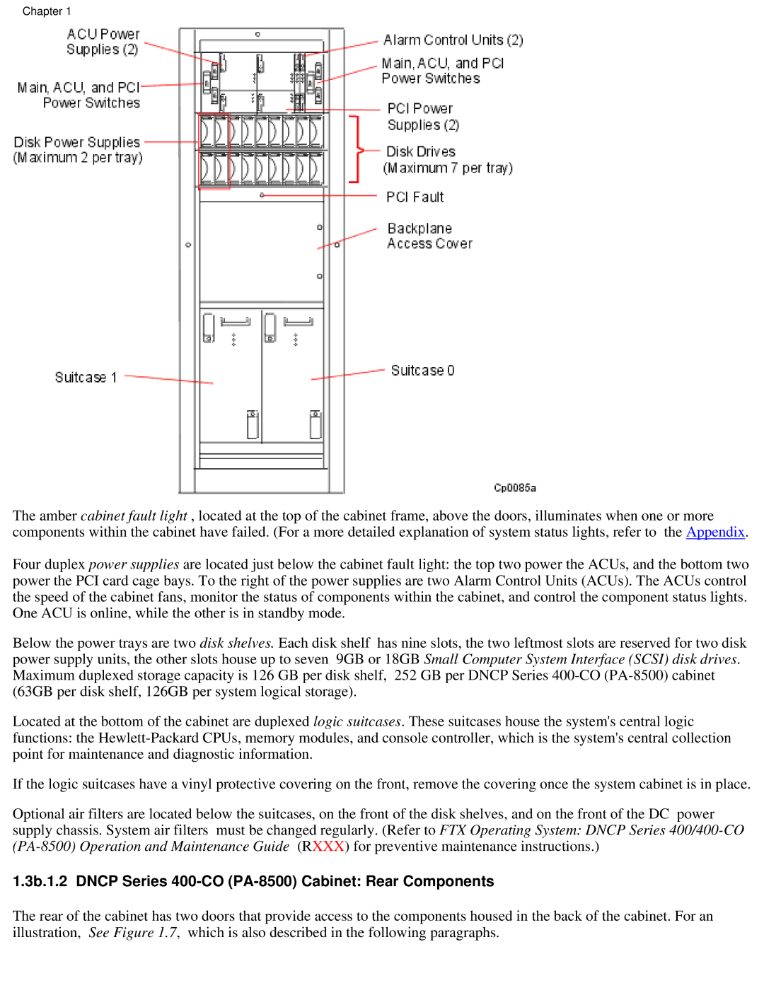 Lucent Technologies manual 3b.1.2 Dncp Series 400-CO PA-8500 Cabinet Rear Components 