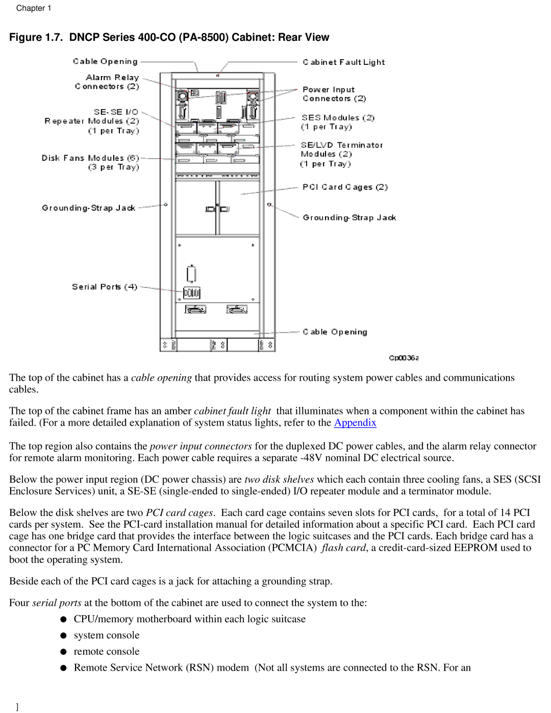 Lucent Technologies manual Dncp Series 400-CO PA-8500 Cabinet Rear View 