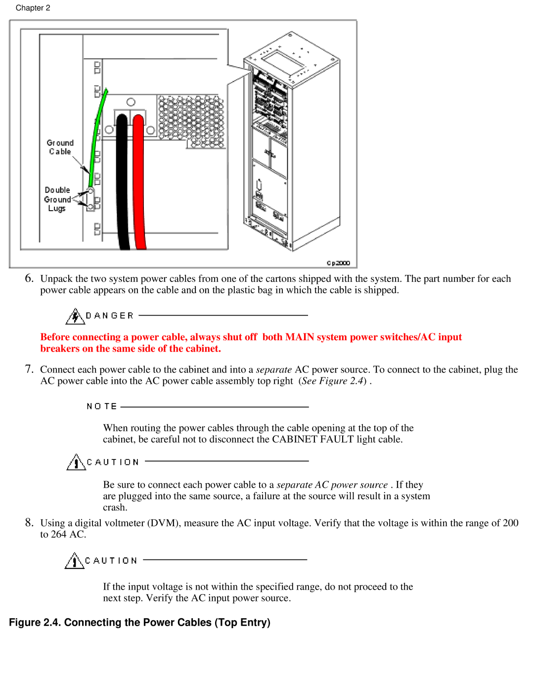 Lucent Technologies PA-8500 manual Connecting the Power Cables Top Entry 