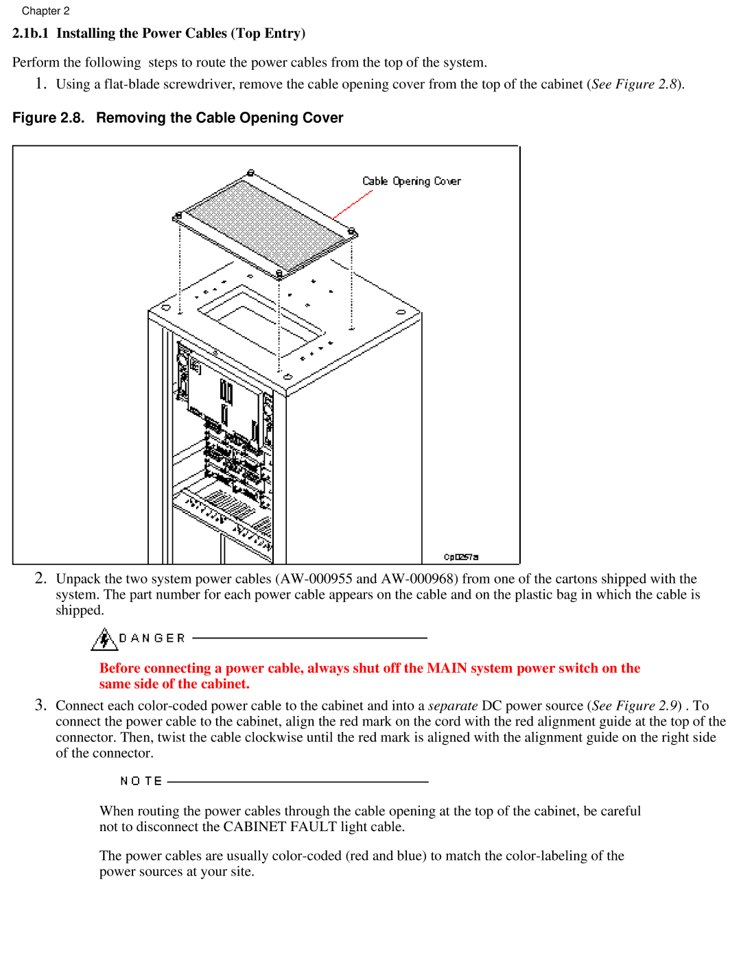 Lucent Technologies PA-8500 manual 1b.1 Installing the Power Cables Top Entry 