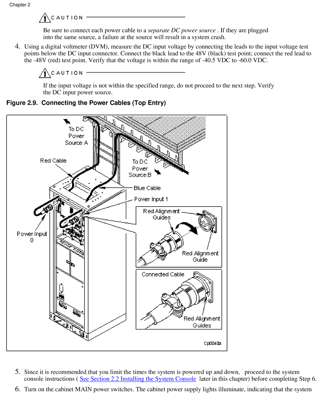 Lucent Technologies PA-8500 manual Connecting the Power Cables Top Entry 