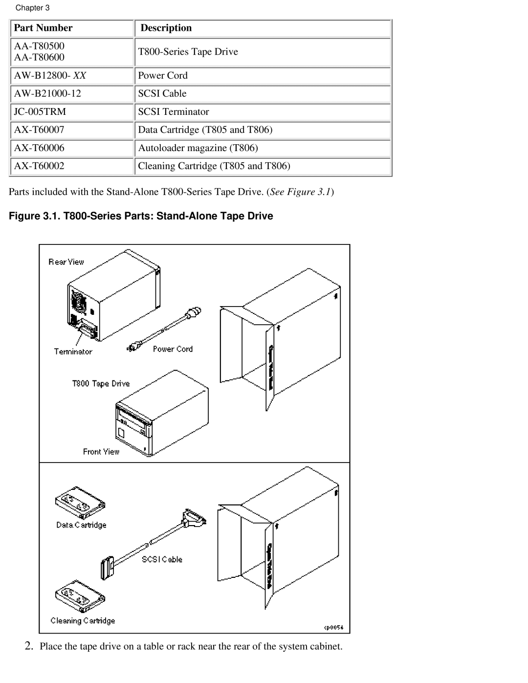 Lucent Technologies PA-8500 manual T800-Series Parts Stand-Alone Tape Drive 