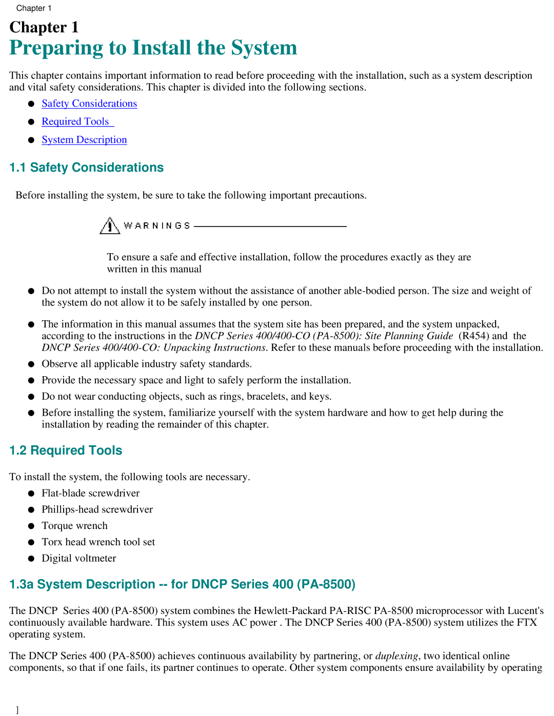 Lucent Technologies PA-8500 manual Preparing to Install the System 