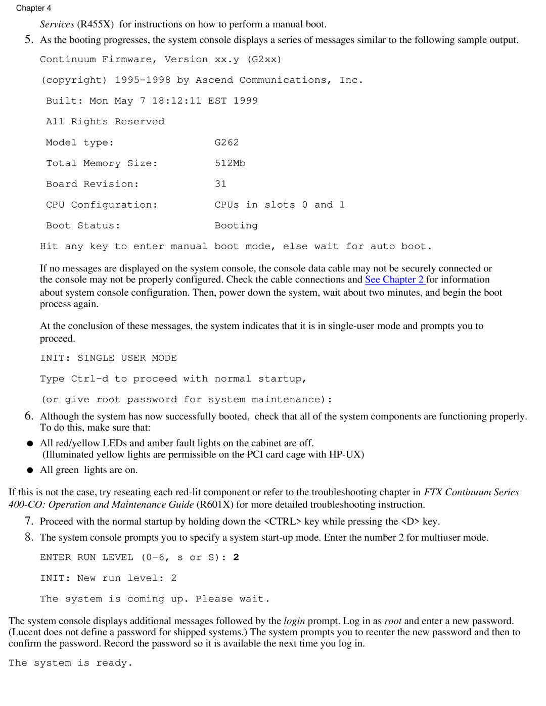 Lucent Technologies PA-8500 manual Init Single User Mode 