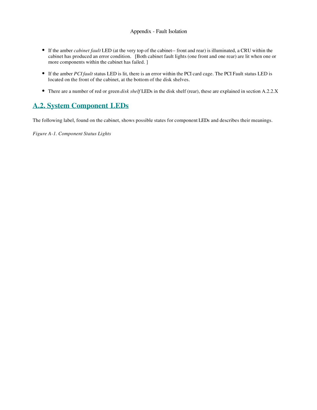 Lucent Technologies PA-8500 manual System Component LEDs 