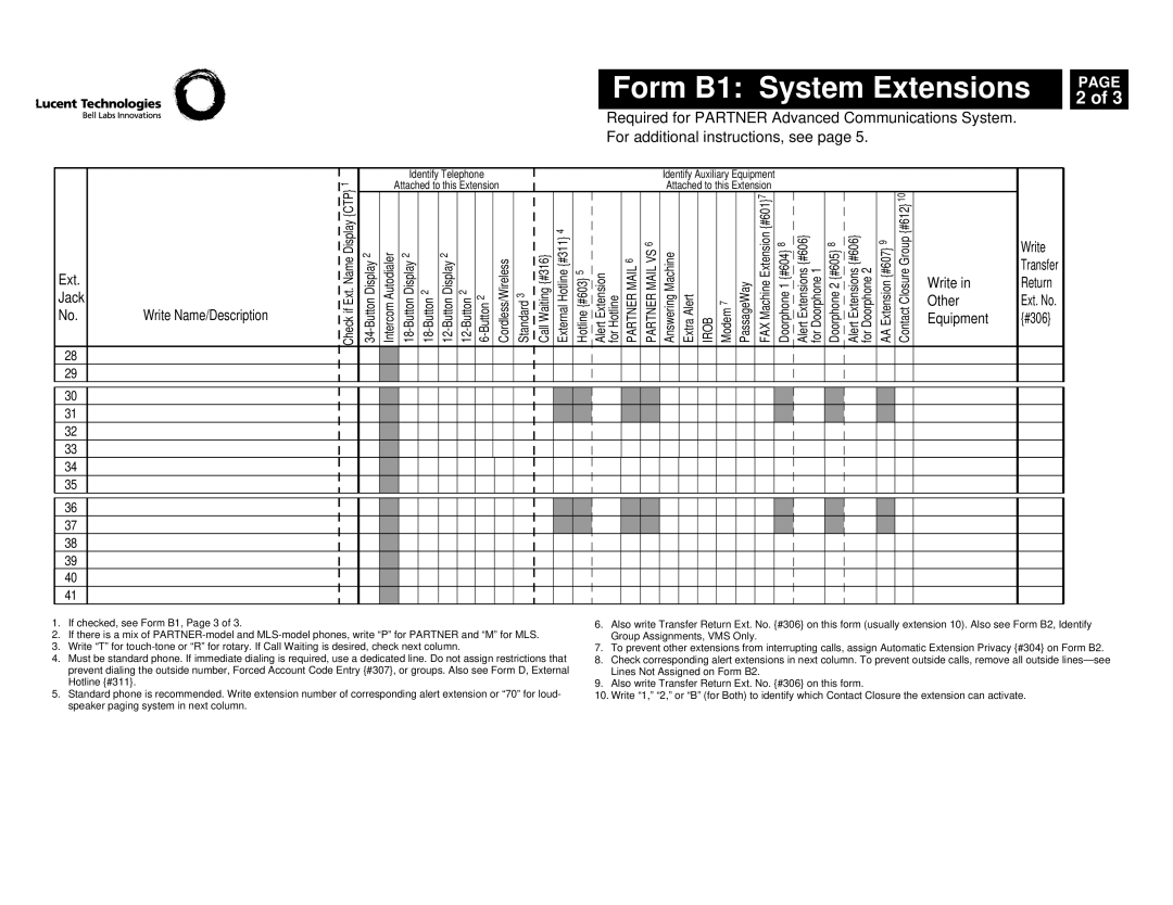 Lucent Technologies partner advanced communications system manual Mailpartner 