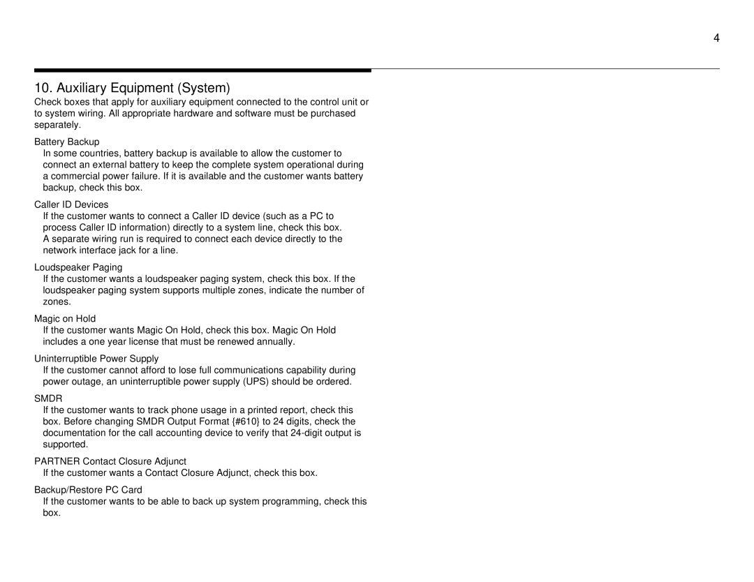 Lucent Technologies partner advanced communications system manual Auxiliary Equipment System 