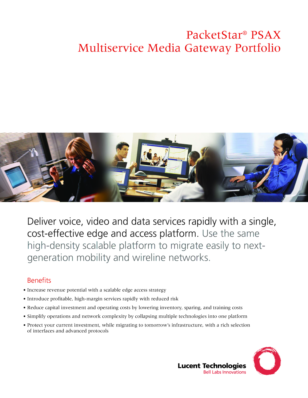 Lucent Technologies PSAX manual PacketStar Psax Multiservice Media Gateway Portfolio, Benefits 