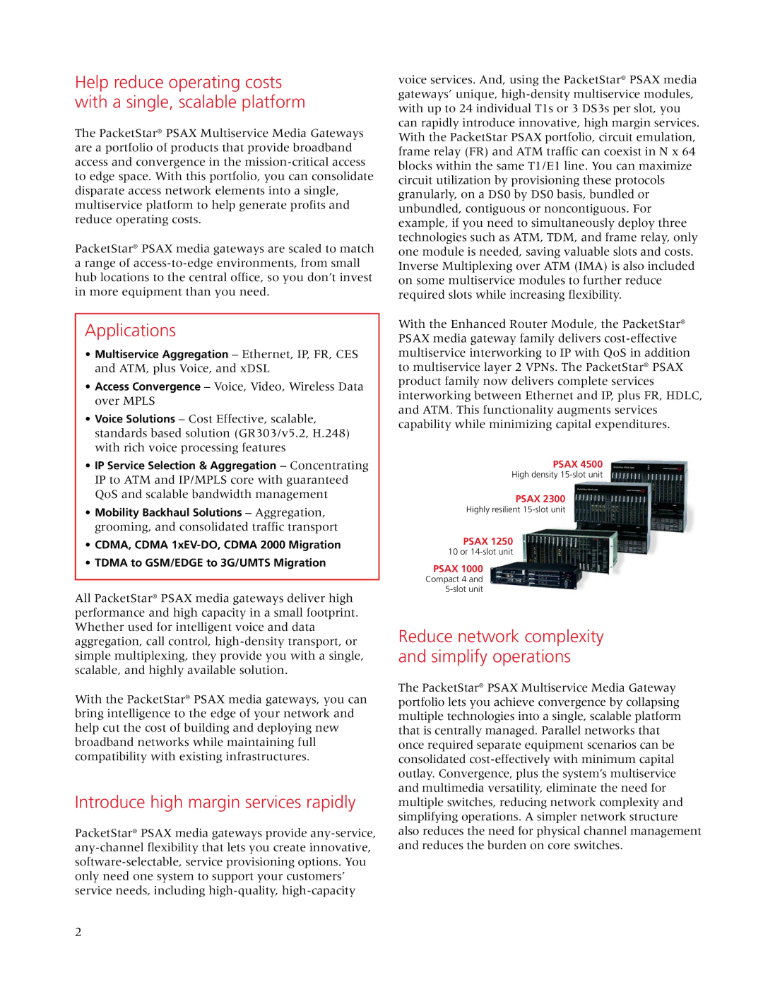 Lucent Technologies PSAX manual Applications, Introduce high margin services rapidly 