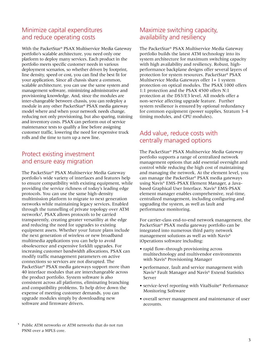 Lucent Technologies PSAX manual Minimize capital expenditures and reduce operating costs 