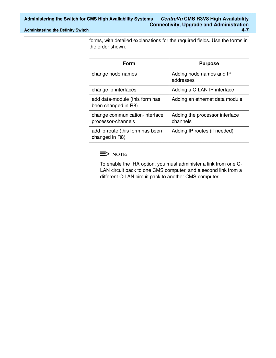 Lucent Technologies Release 3 Version 8 manual Form Purpose 