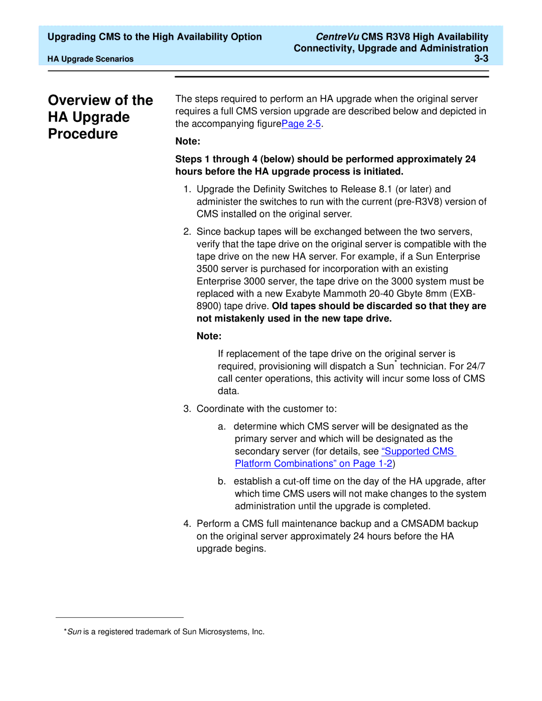 Lucent Technologies Release 3 Version 8 manual Overview HA Upgrade Procedure 