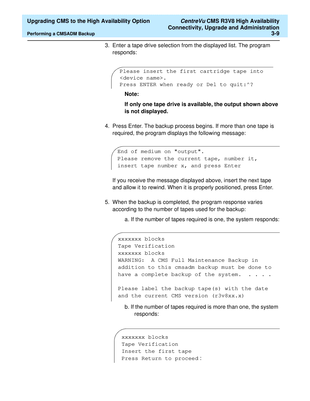 Lucent Technologies Release 3 Version 8 manual Xxxxxxx blocks 