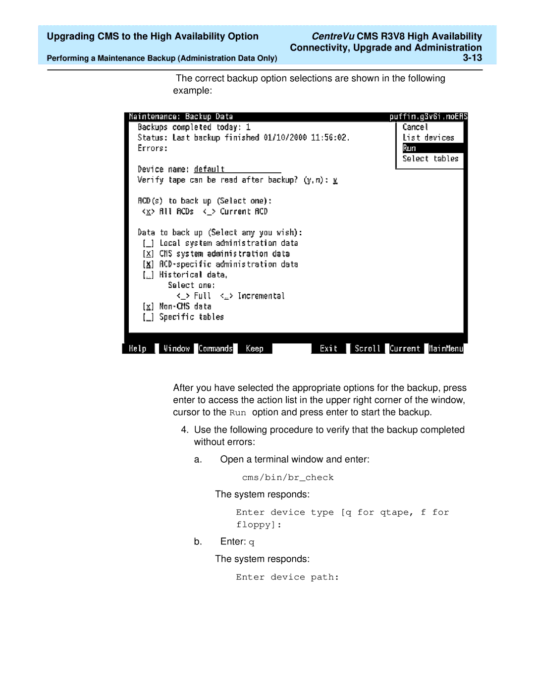 Lucent Technologies Release 3 Version 8 manual System responds 