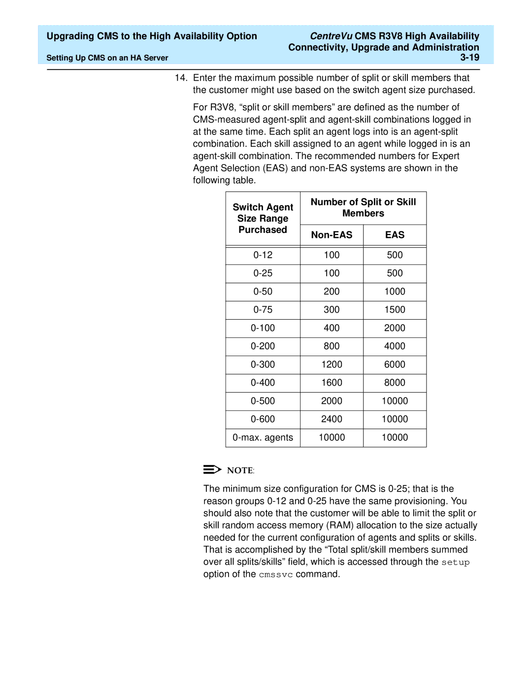 Lucent Technologies Release 3 Version 8 manual Switch Agent Number of Split or Skill Members, Purchased Non-EAS 