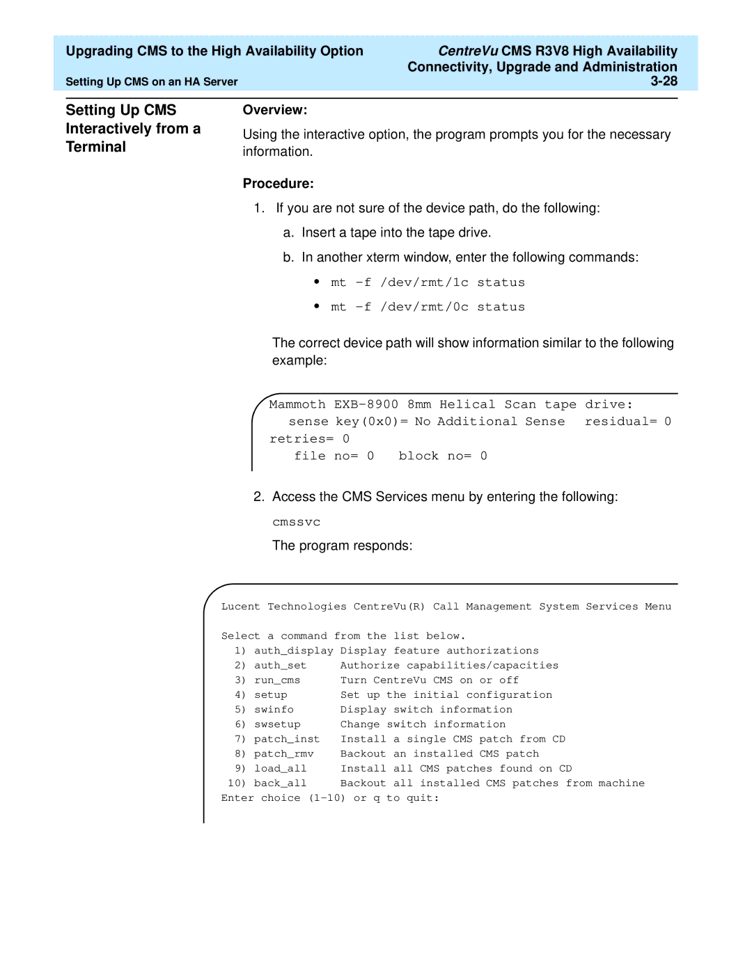 Lucent Technologies Release 3 Version 8 manual Overview, Procedure 