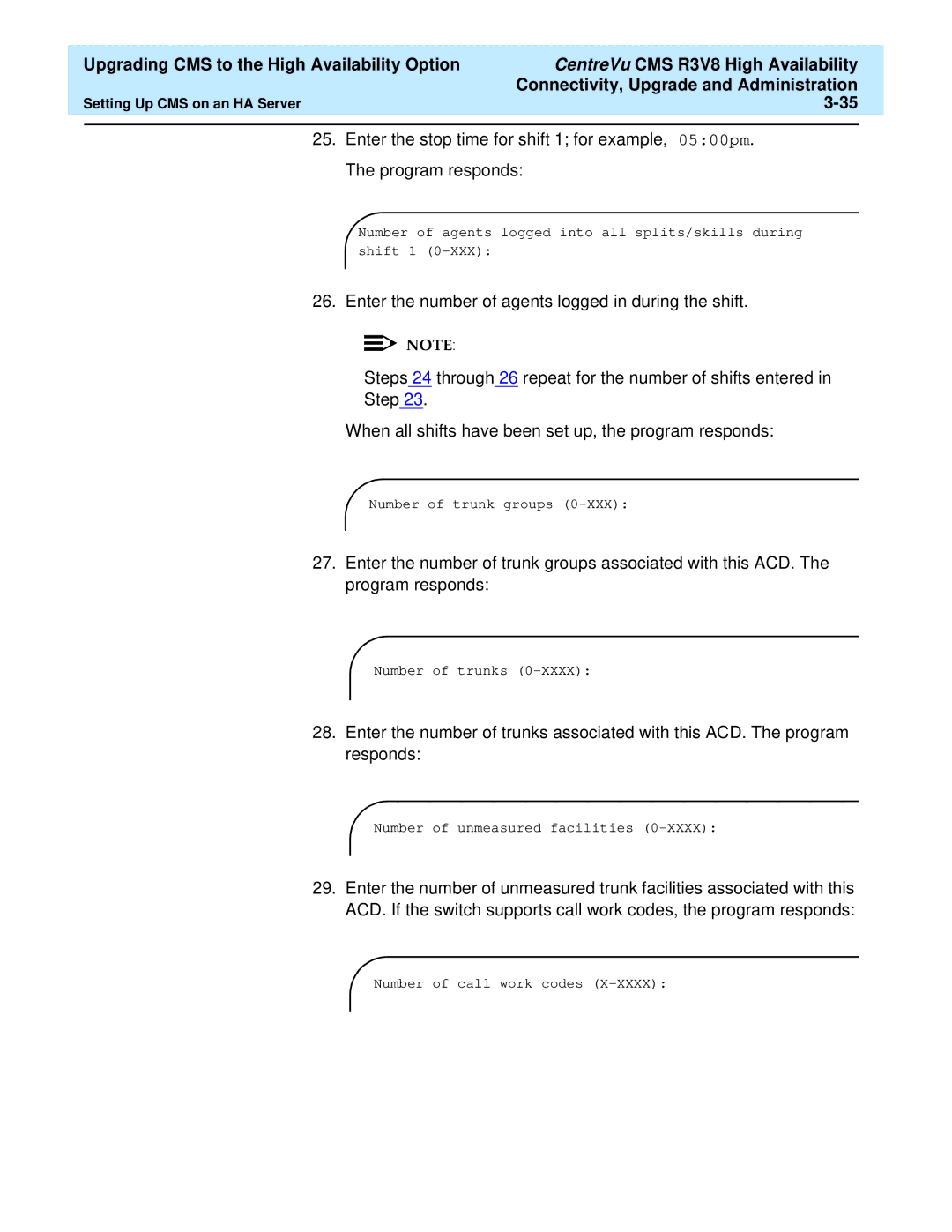 Lucent Technologies Release 3 Version 8 manual Number of trunk groups 