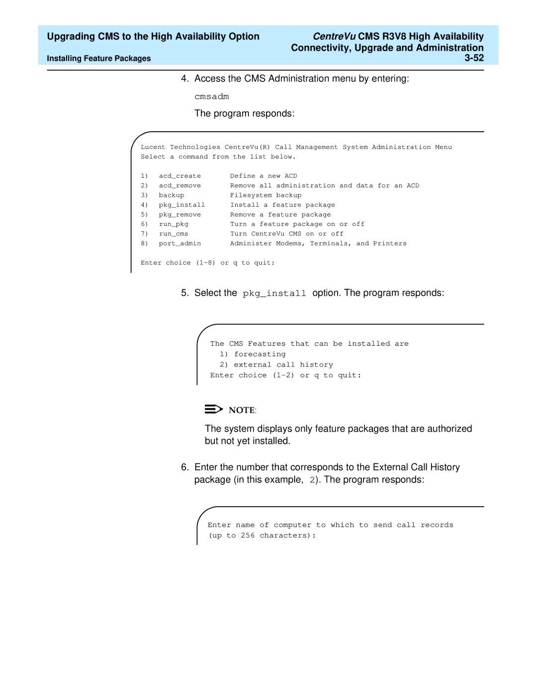 Lucent Technologies Release 3 Version 8 manual Backup Filesystem backup Pkginstall 