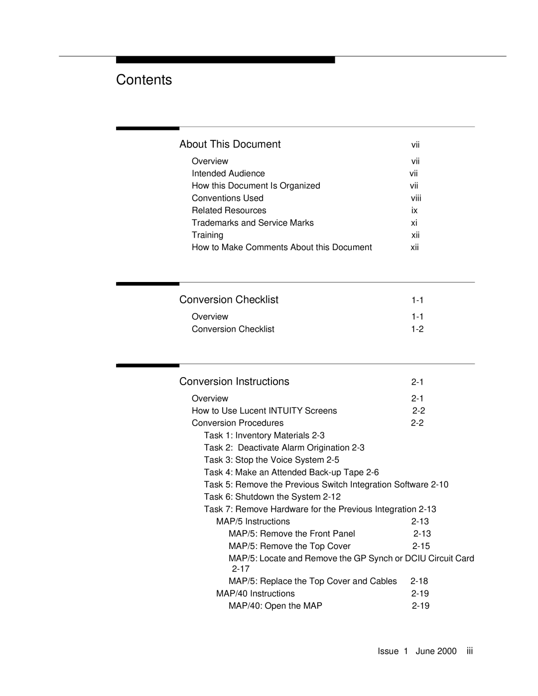 Lucent Technologies Release 3 manual Contents 