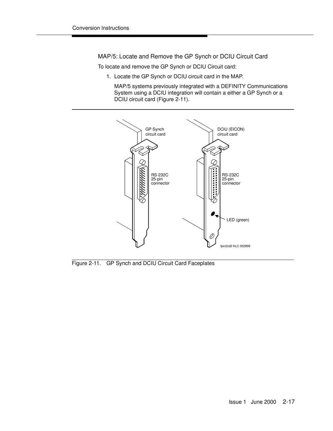 Lucent Technologies Release 3 manual MAP/5 Locate and Remove the GP Synch or Dciu Circuit Card 