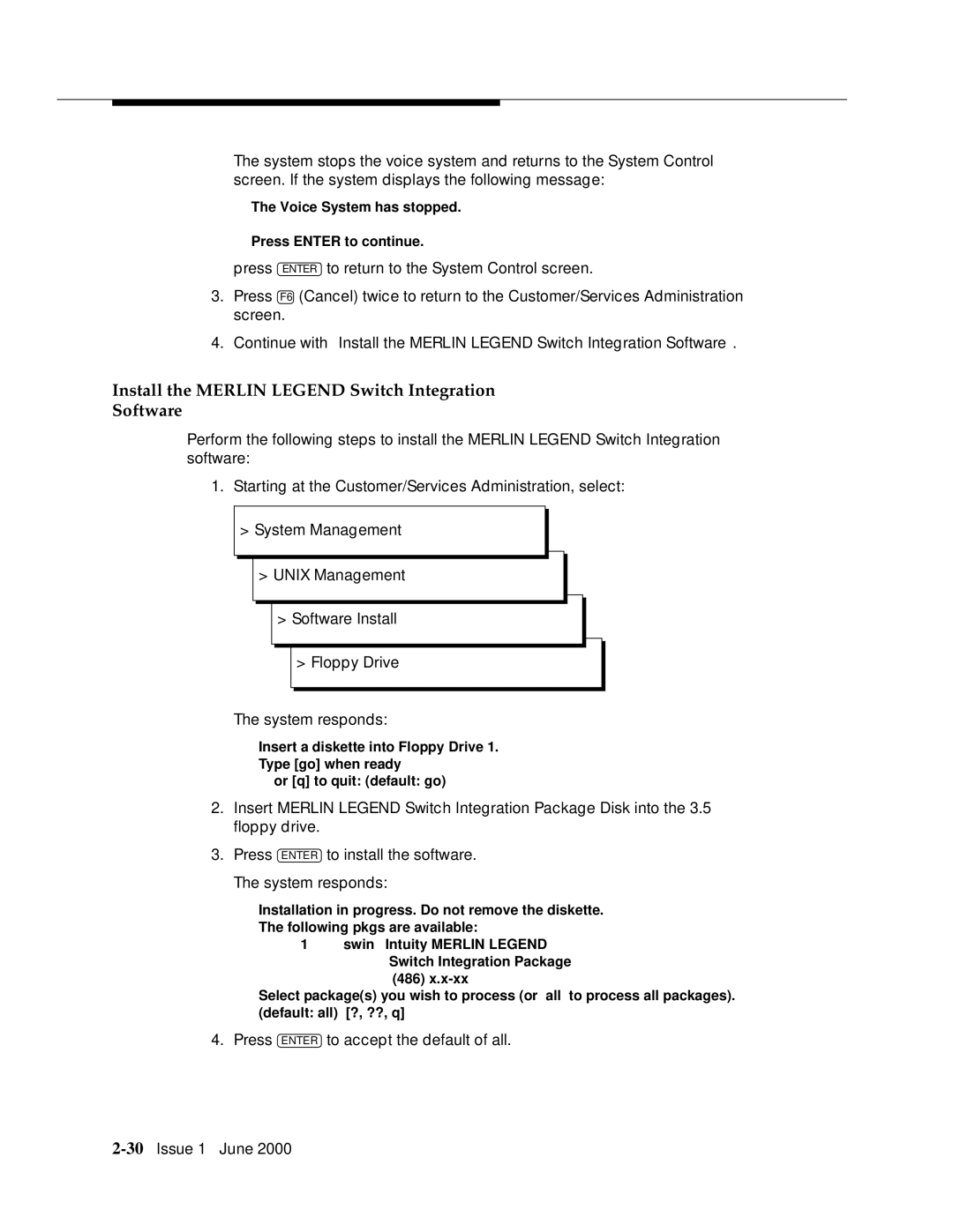 Lucent Technologies Release 3 manual Install the Merlin Legend Switch Integration Software 