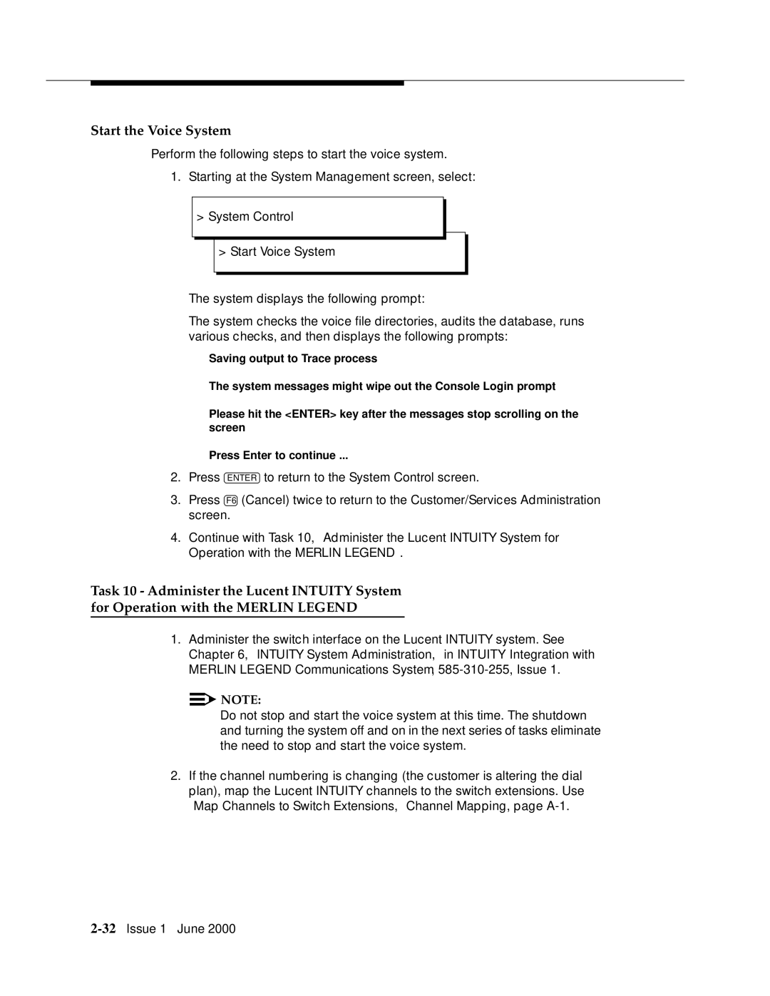 Lucent Technologies Release 3 manual Start the Voice System 