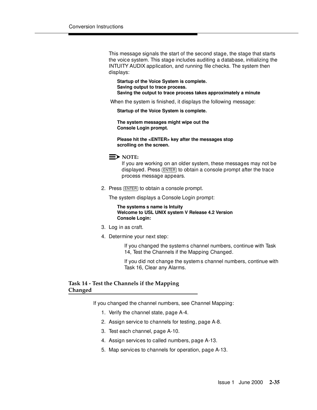 Lucent Technologies Release 3 manual Task 14 Test the Channels if the Mapping Changed 