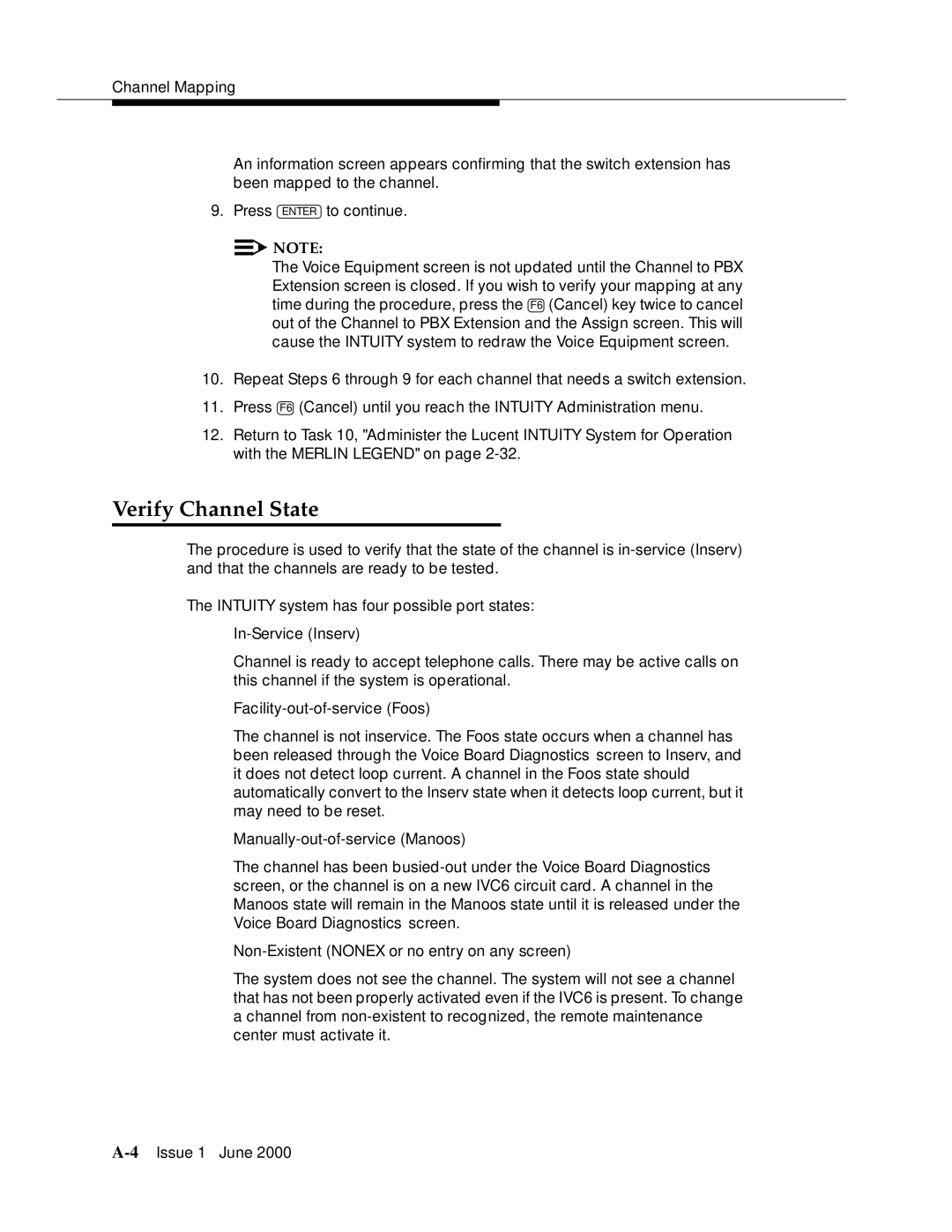 Lucent Technologies Release 3 manual Verify Channel State 