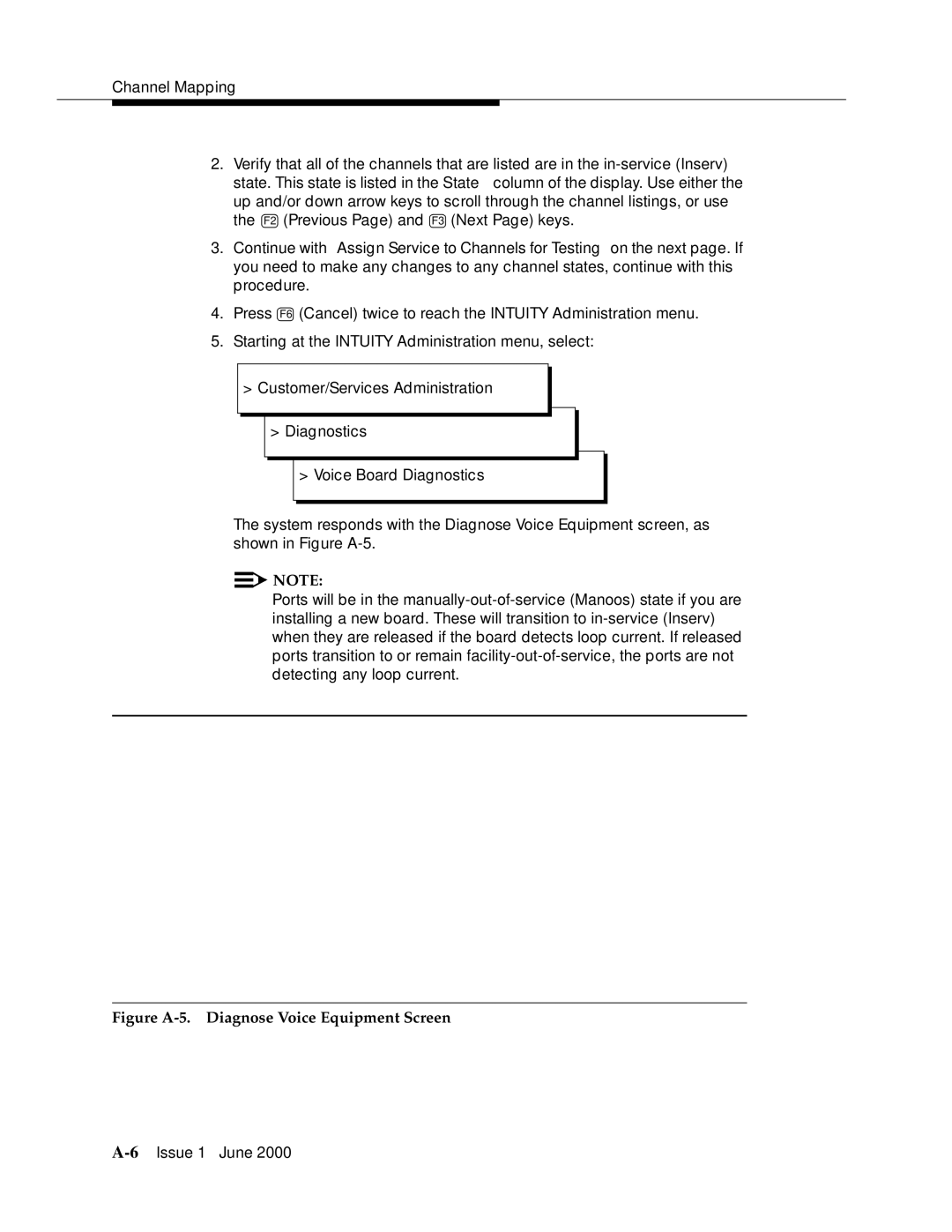 Lucent Technologies Release 3 manual Figure A-5. Diagnose Voice Equipment Screen 