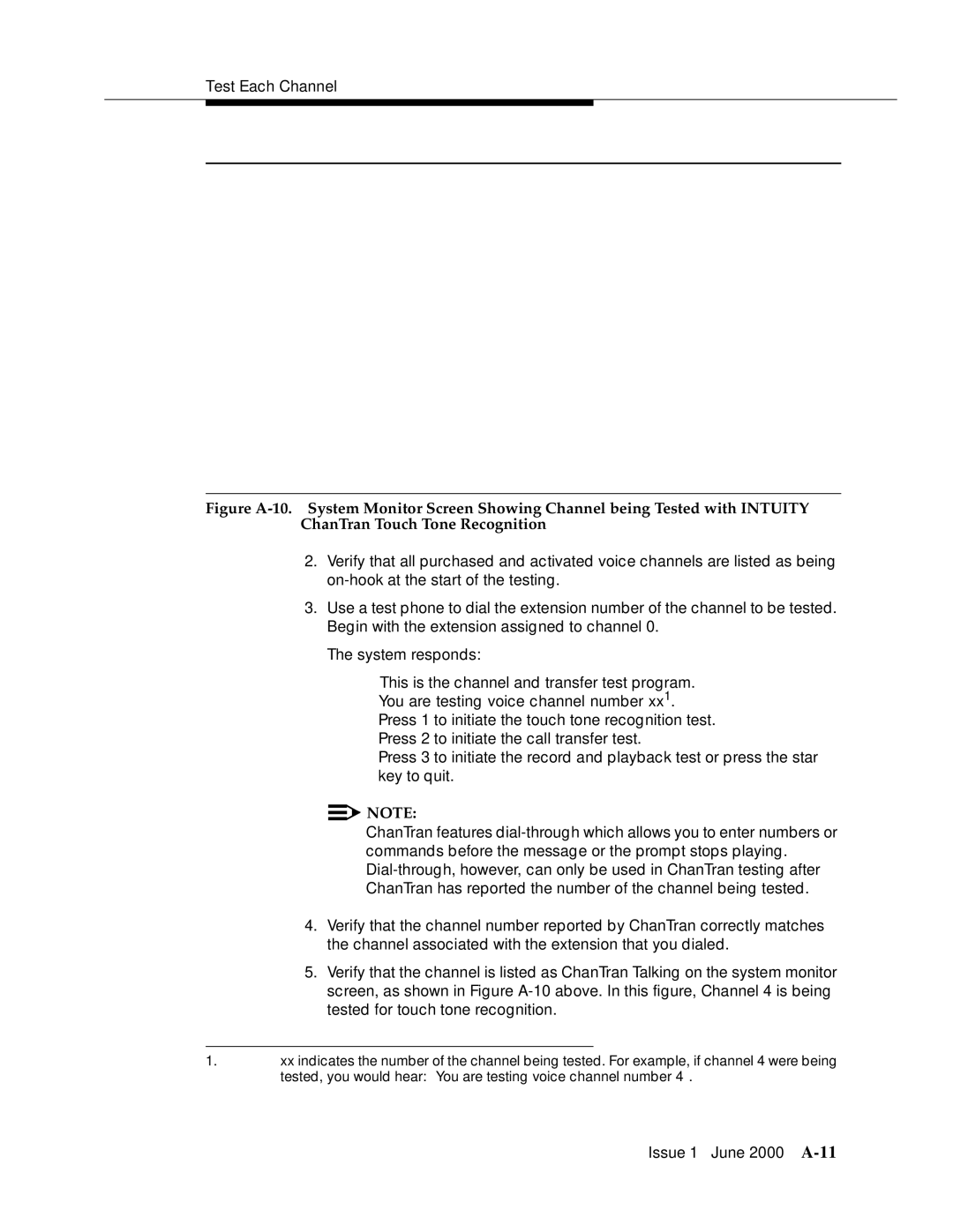 Lucent Technologies Release 3 manual Test Each Channel 