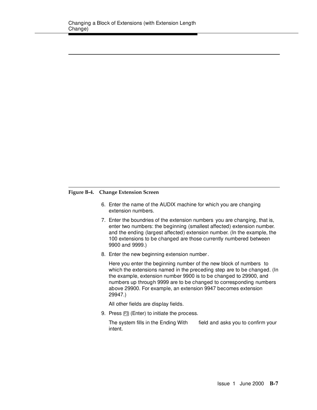 Lucent Technologies Release 3 manual Figure B-4. Change Extension Screen 