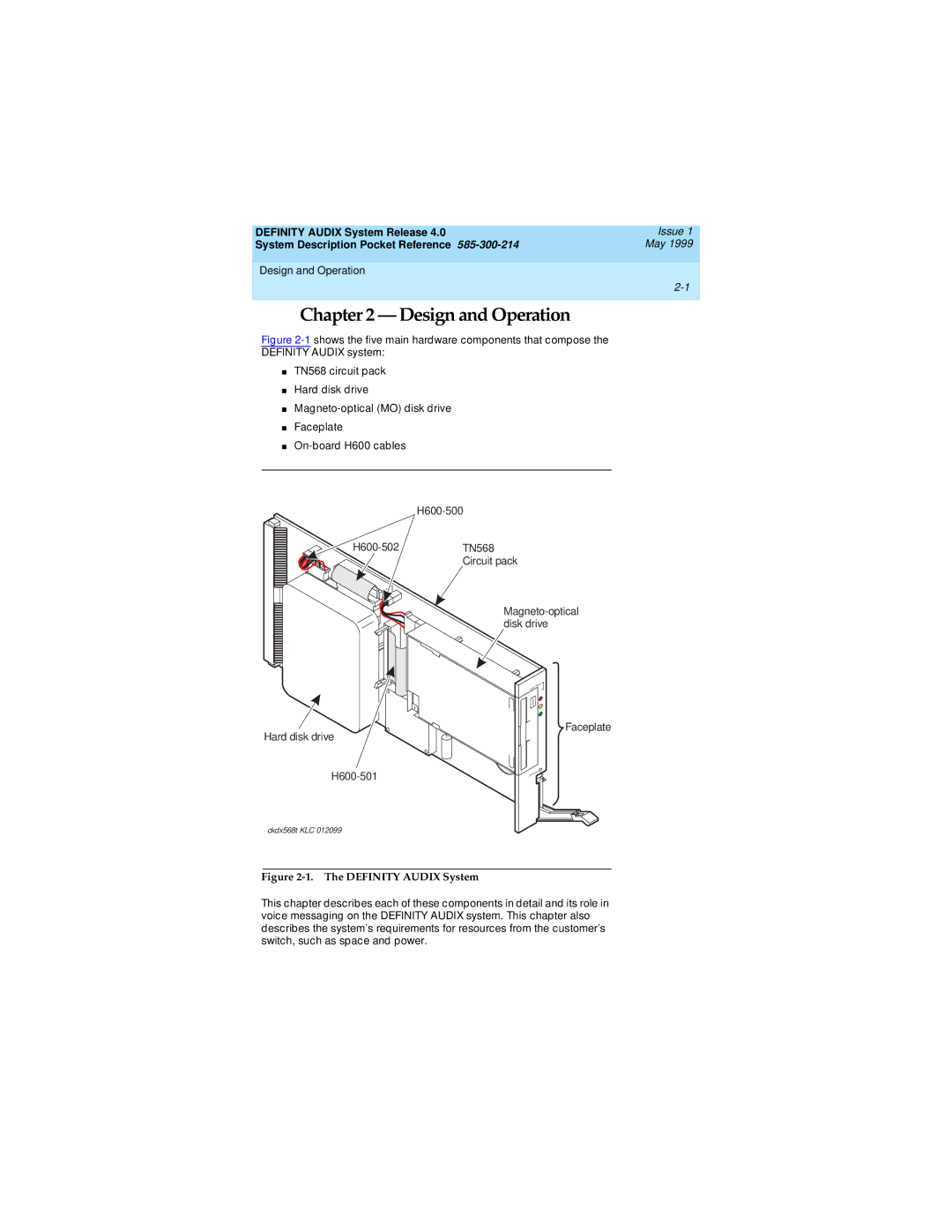 Lucent Technologies Release 4.0 manual Design and Operation, Definity Audix System 