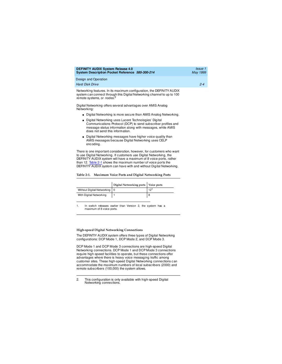 Lucent Technologies Release 4.0 manual Maximum Voice Ports and Digital Networking Ports 