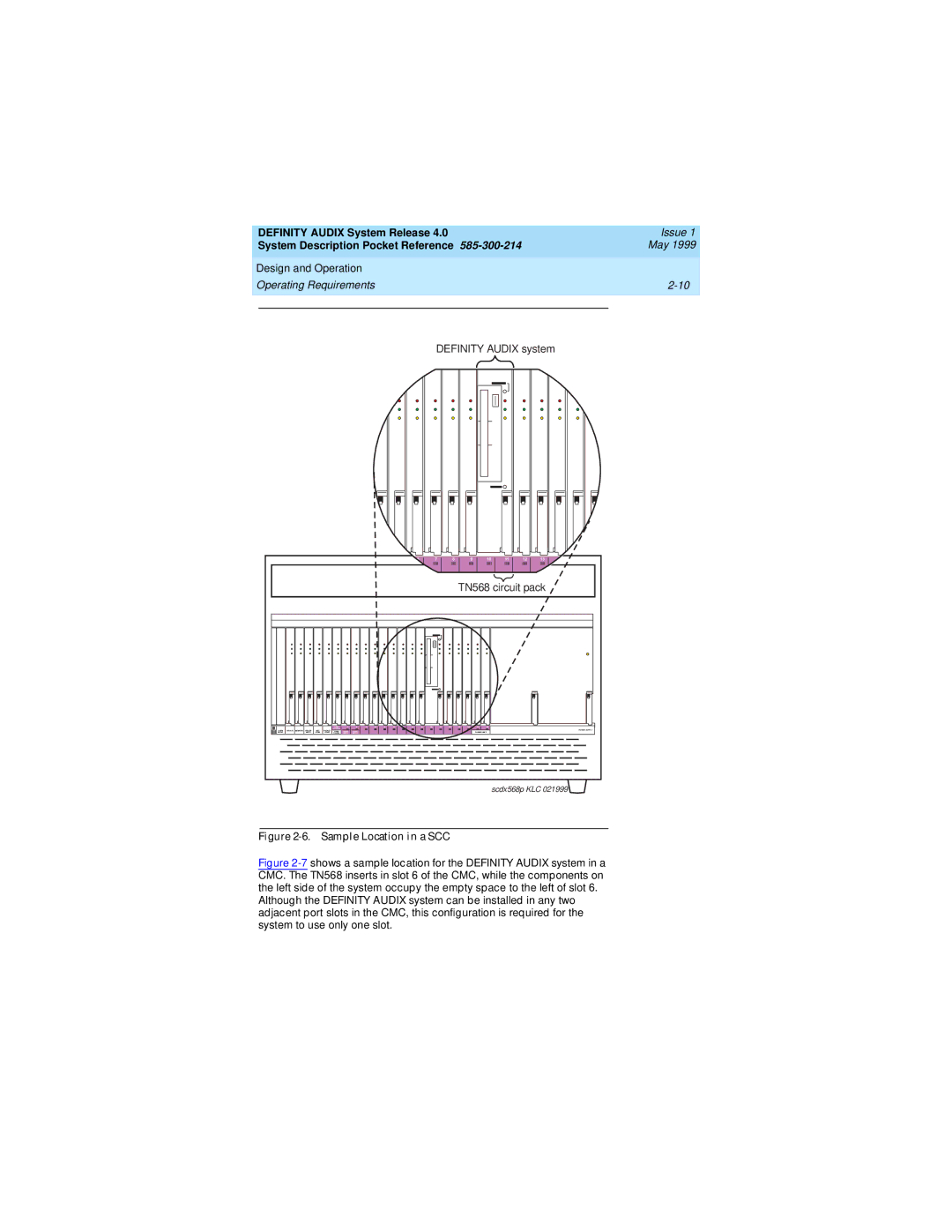 Lucent Technologies Release 4.0 manual Design and Operation Operating Requirements, Sample Location in a SCC 