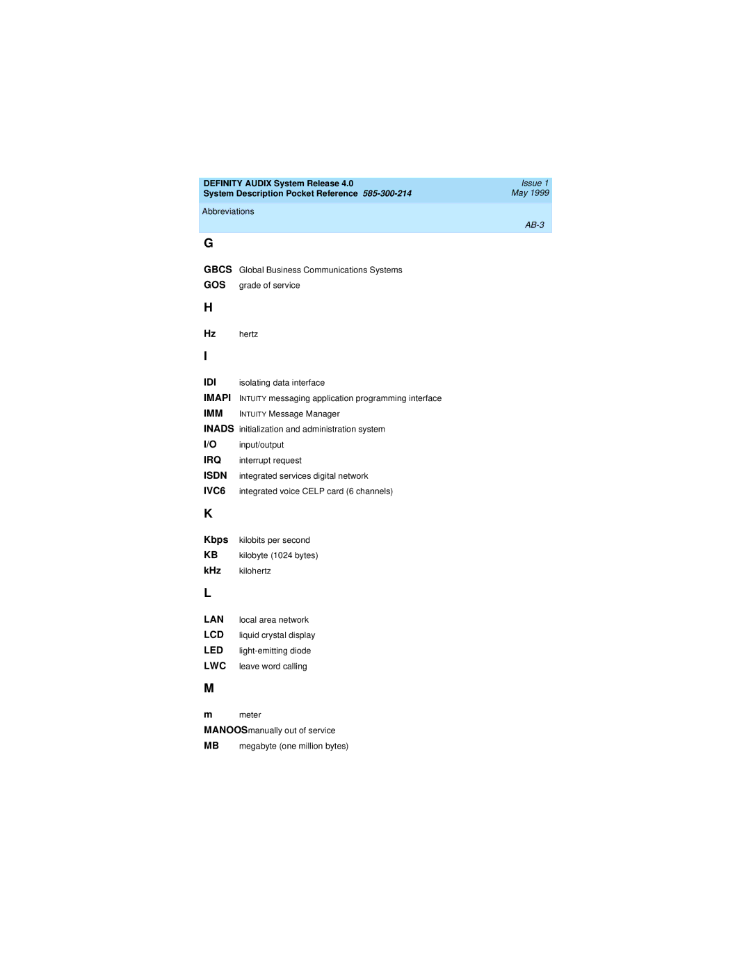 Lucent Technologies Release 4.0 manual Kbps, KHz, AB-3 