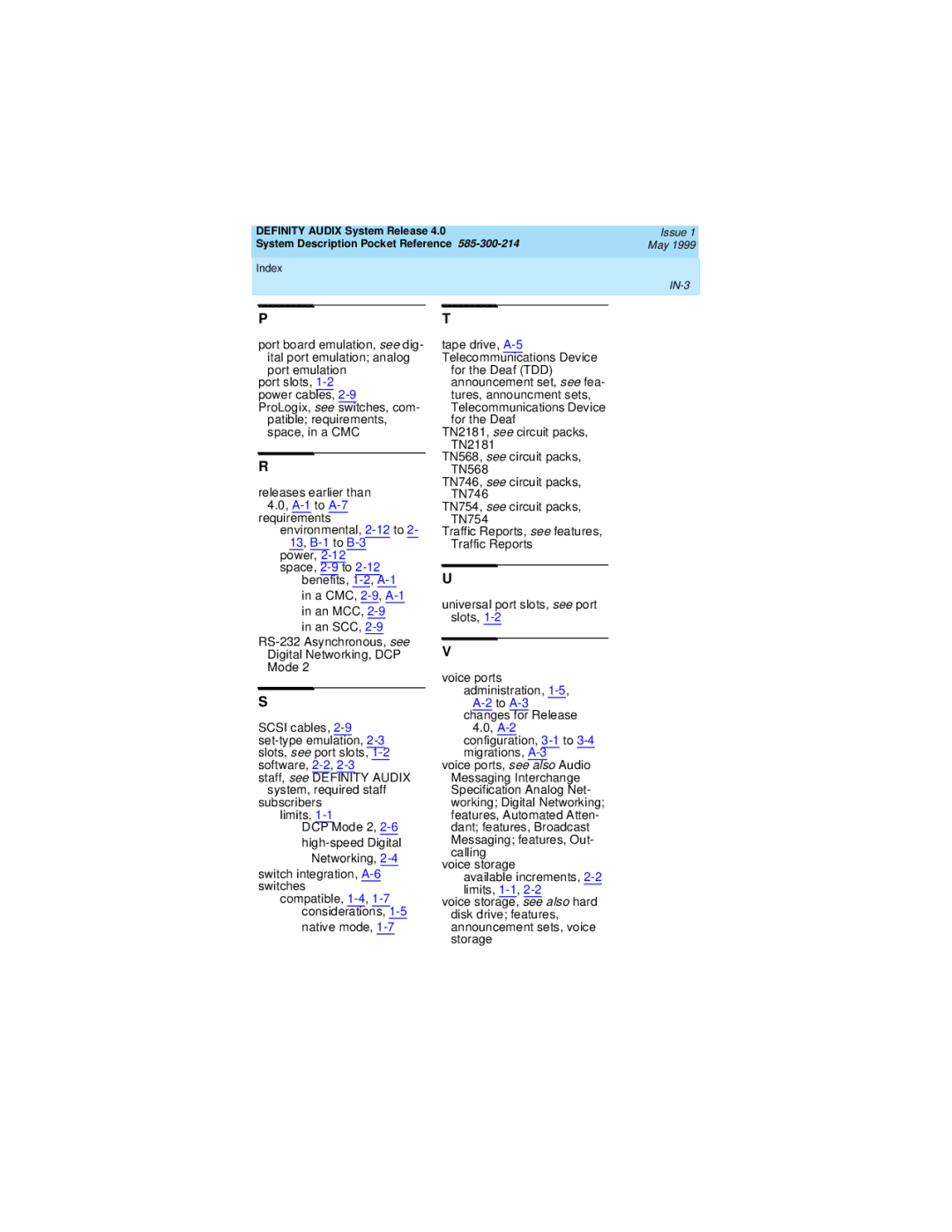 Lucent Technologies Release 4.0 manual 13, B-1 to B-3 power, 2-12 space, 2-9 to, IN-3 