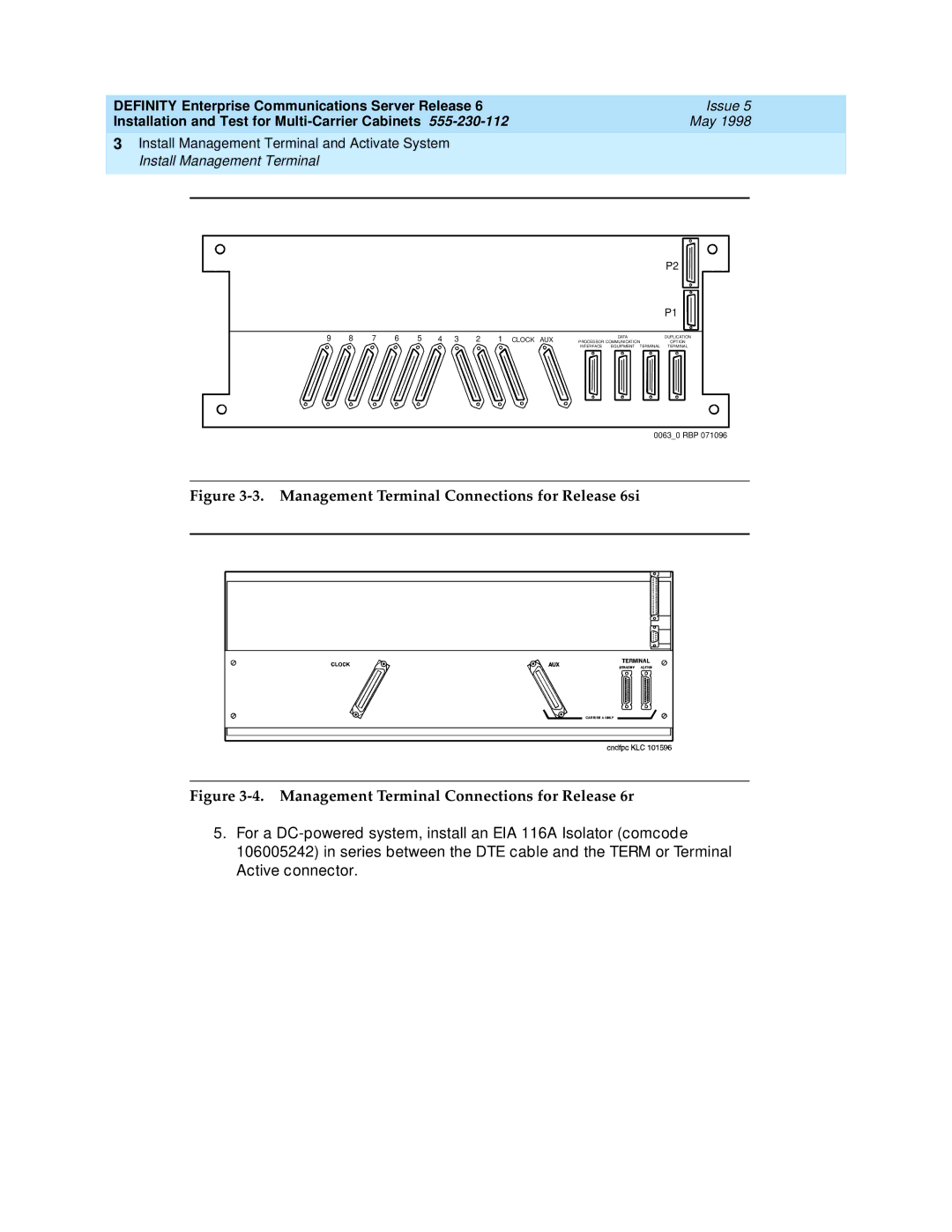 Lucent Technologies manual Management Terminal Connections for Release 6si 