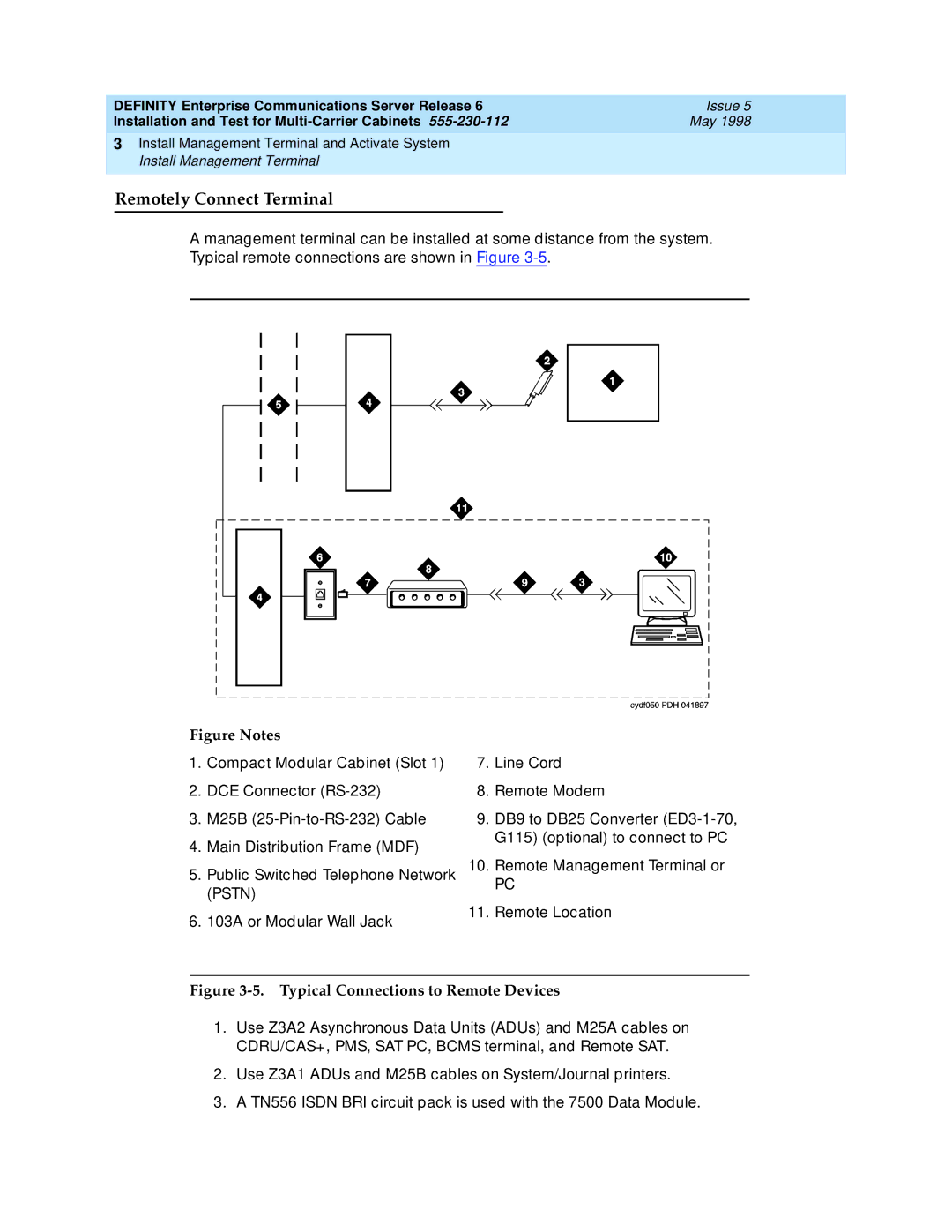 Lucent Technologies Release 6 manual Remotely Connect Terminal, Typical Connections to Remote Devices 