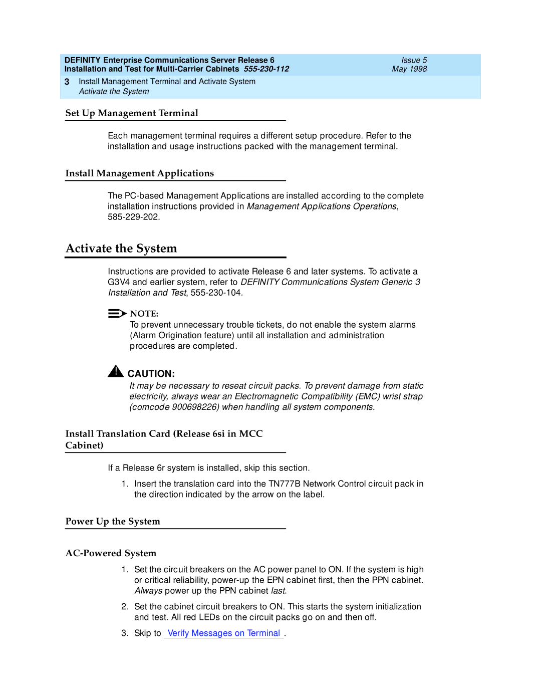 Lucent Technologies Release 6 manual Activate the System, Set Up Management Terminal, Install Management Applications 