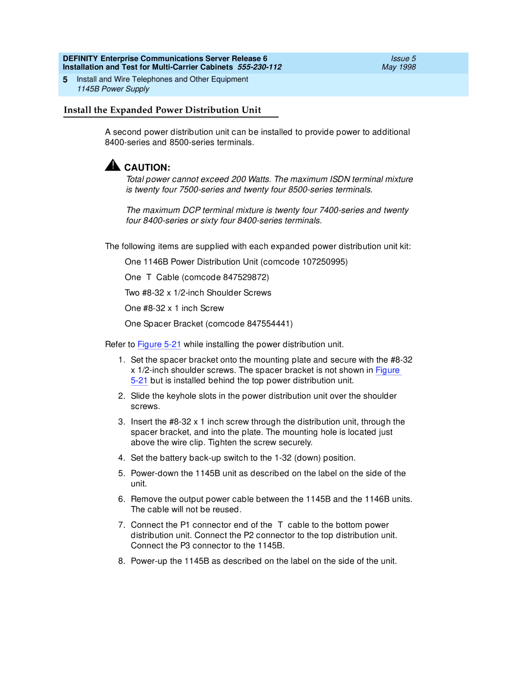 Lucent Technologies Release 6 manual Install the Expanded Power Distribution Unit 