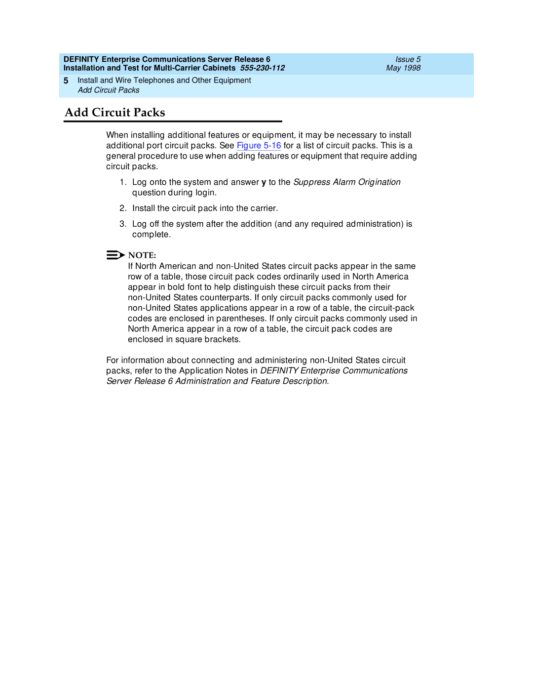 Lucent Technologies Release 6 manual Add Circuit Packs 