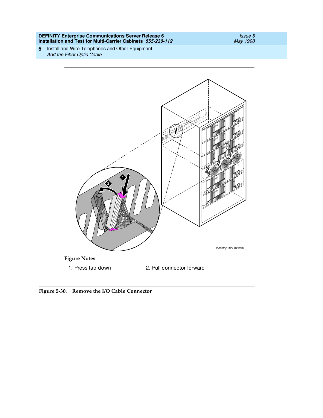 Lucent Technologies Release 6 manual Remove the I/O Cable Connector 