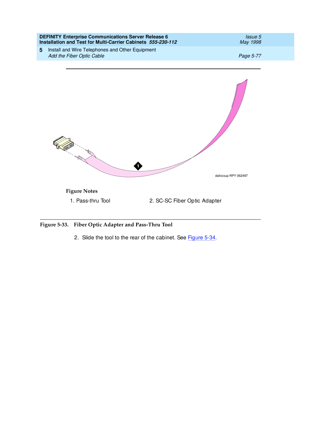 Lucent Technologies Release 6 manual Fiber Optic Adapter and Pass-Thru Tool 