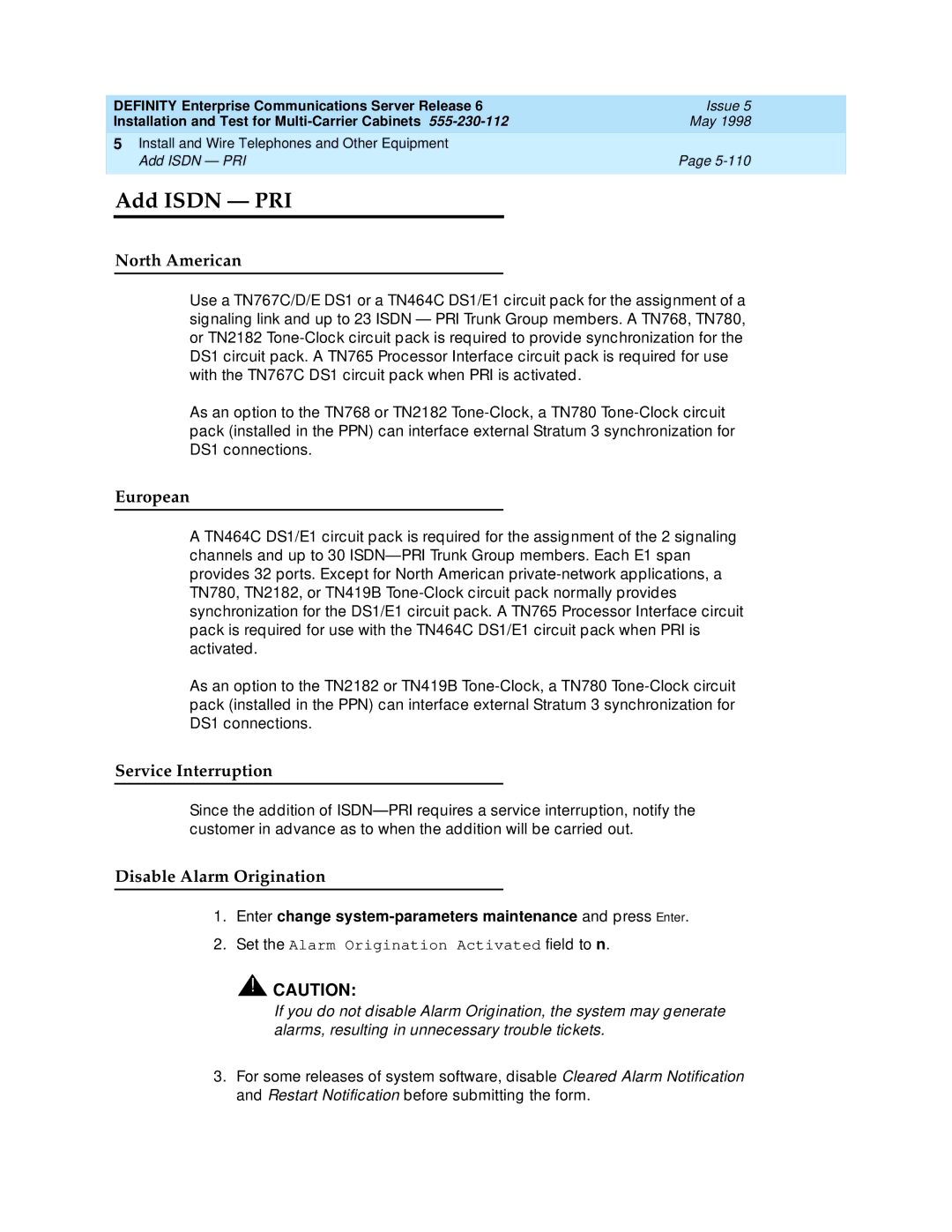 Lucent Technologies Release 6 manual Add Isdn PRI, North American, European 