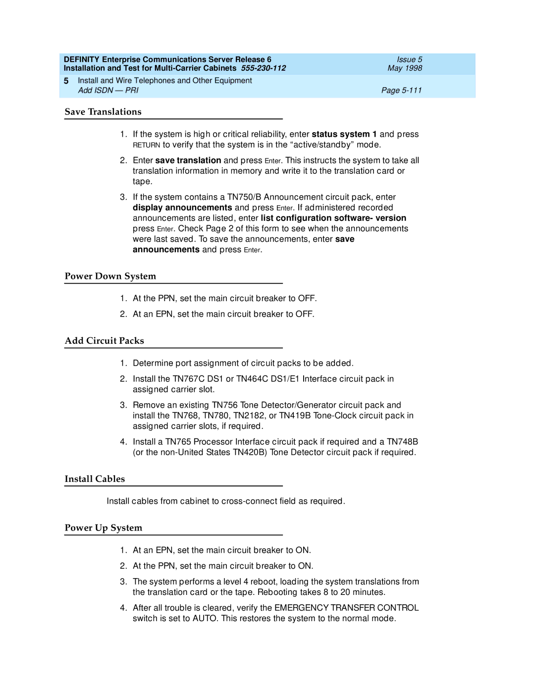 Lucent Technologies Release 6 manual Save Translations 