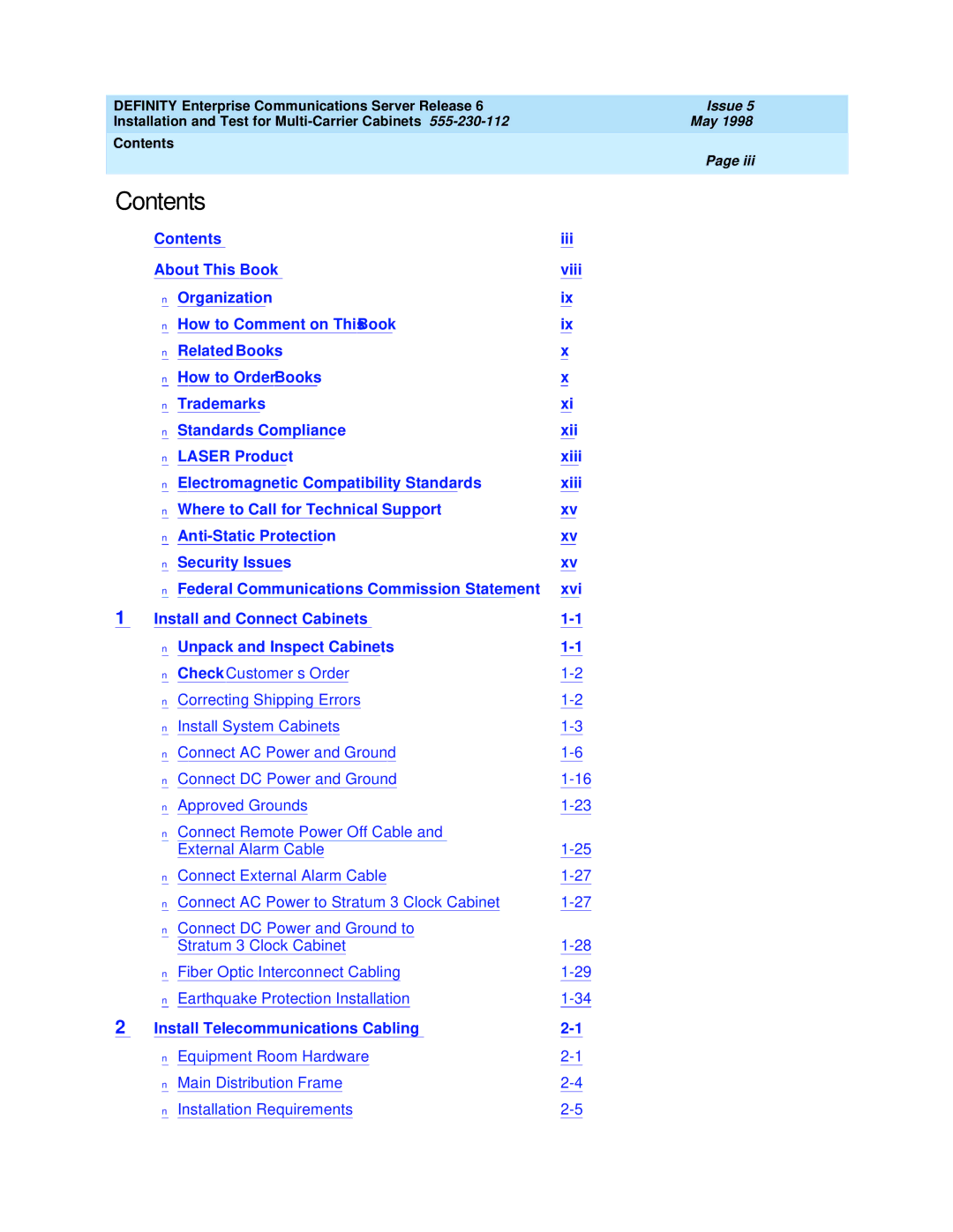 Lucent Technologies Release 6 manual Contents 