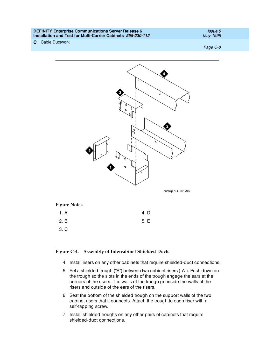 Lucent Technologies Release 6 manual Figure C-4. Assembly of Intercabinet Shielded Ducts 