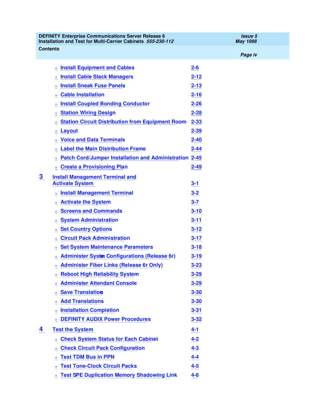 Lucent Technologies Release 6 manual Install Management Terminal Activate System 