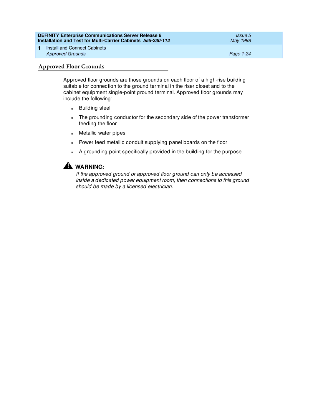 Lucent Technologies Release 6 manual Approved Floor Grounds 